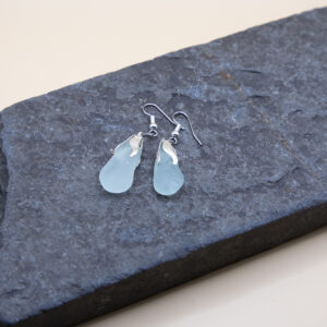 Blue Sea Glass Droplet Earrings