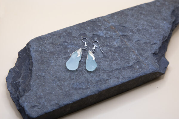 Blue Sea Glass Droplet Earrings