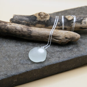 Blue Sea Glass on 18" Sterling Silver Chain