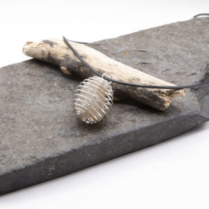 Dorset Quartz in cage on leather necklace