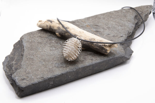 Dorset Quartz in cage on leather necklace