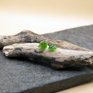 Emerald Green Sea Glass Sterling Silver Stud Earrings