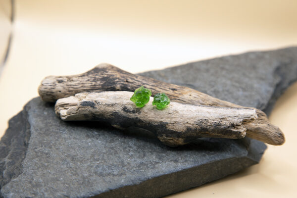 Emerald Green Sea Glass Sterling Silver Stud Earrings