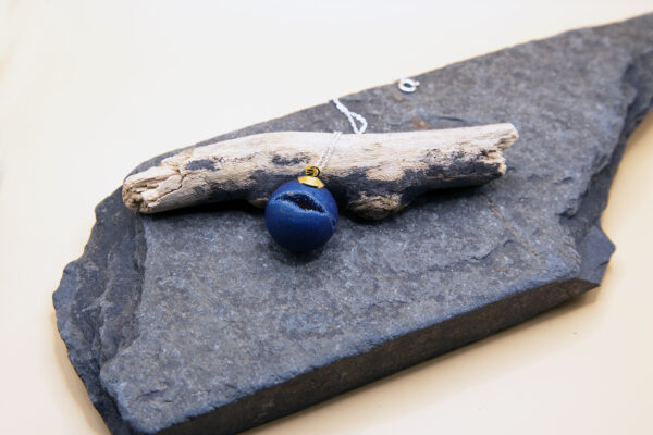 Petrol Blue Quartz Druzy on 18" Sterling Silver Chain