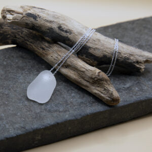 White Sea Glass on 18" Sterling Silver Chain