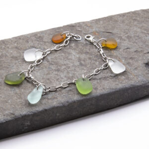Multi colour Dorset sea glass charm bracelet