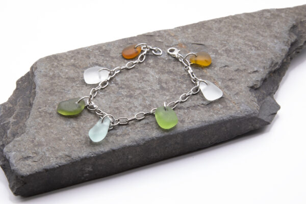 Multi colour Dorset sea glass charm bracelet