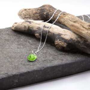 Sterling Silver Emerald Green Sea Glass Necklace