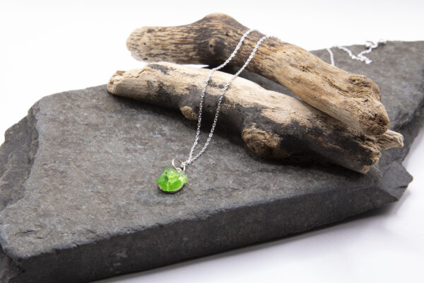 Sterling Silver Emerald Green Sea Glass Necklace