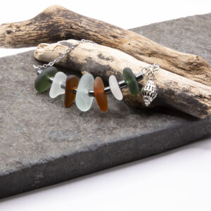 Multi colour sea glass bar bracelet