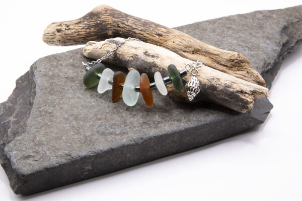 Multi colour sea glass bar bracelet
