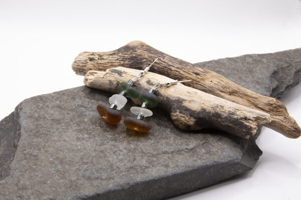 Multi coloured sea glass earrings