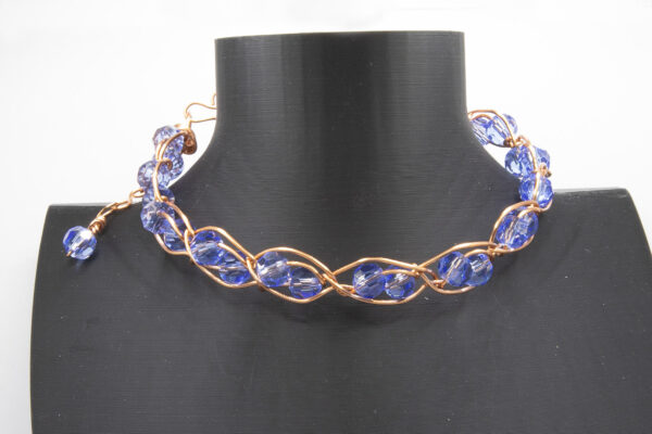 Beautiful Vivid Blue and Copper Woven Bracelet