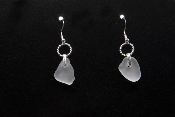 White Sea Foam Norfolk Sea Glass and Sterling Silver earings