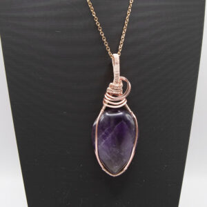 Amethyst in rose gold wire