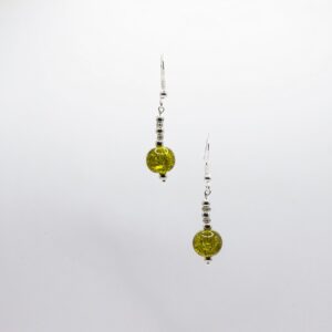 GREEN CRACKLE BEAD AND SILVER EARRINGS