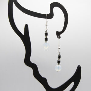 OPALITE AND HEMATITE SILVER EARRINGS