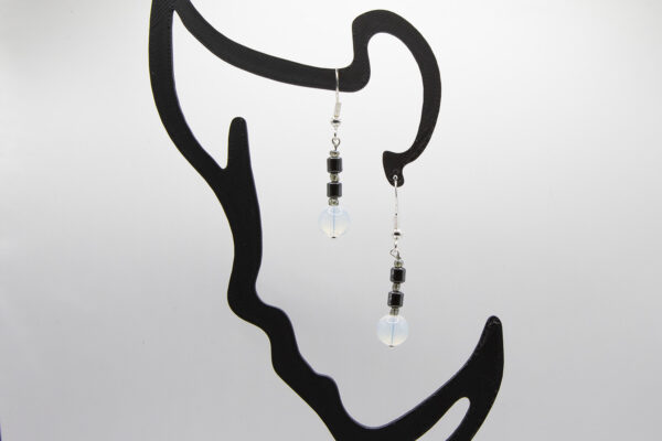 OPALITE AND HEMATITE SILVER EARRINGS