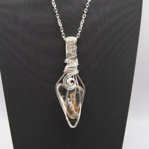 RUTILATED QUARTZ IN SILVER PLATE WIRE