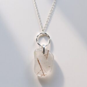 RUTILATED QUARTZ WITH SILVER RING AND CHAIN