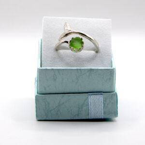 Sterling Silver Mermaid ring with Sea Green Sea Glass