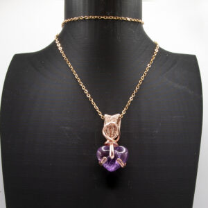Amethyst heart in rose gold plated wire