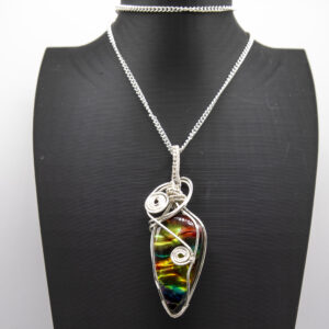 Dichroic Glass Wire-Wrapped Pendant Necklace