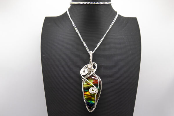 Dichroic Glass Wire-Wrapped Pendant Necklace