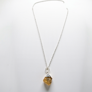 Raw Citrine in silver on chain