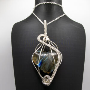 Laboradite in Silver plate wire