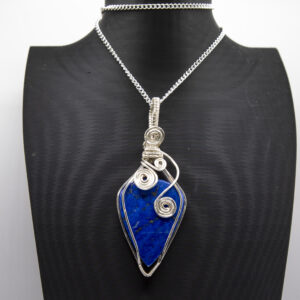 Lapis Lazuli Wire-Wrapped Pendant Necklace