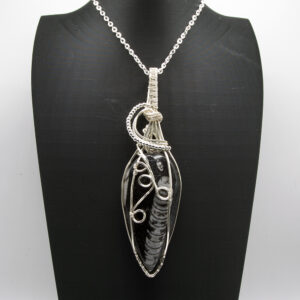 Orthoceras Fossil wrapped in silver pated wire