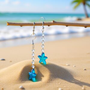 WAROVSKI STARFISH EARRINGS ON BEACH
