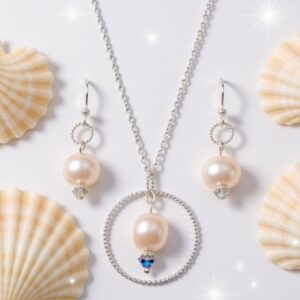 PEARL AND SWAROVSKI CRYSTAL SET OF NECKLACE AND EARRINGS