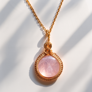 ROSE QUARTZ SUN FACE WITH CHAIN