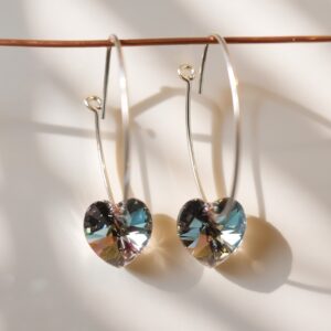 SWAROVSKI SMALL CRYSTAL HEART EARRINGS.