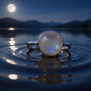 RAINBOW MOONSTONE 10mm Sterling Silver Ring