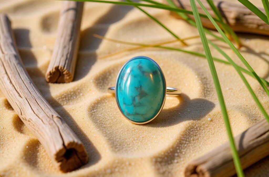 TURQUOISE 18x13mm Sterling Silver Ring
