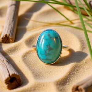 TURQUOISE 18x13mm Sterling Silver Ring