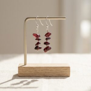 Garnet Earrings – Sterling Silver, Handmade Crystal Jewellery, Deep Red Gemstone Drop, Birthstone Gift,