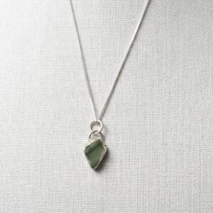 BLUE GREEN SEAGLASS IN STERLING SILVER