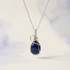 BLUEBERRY QUARTZ TEARDROP IN STERLING SILVER