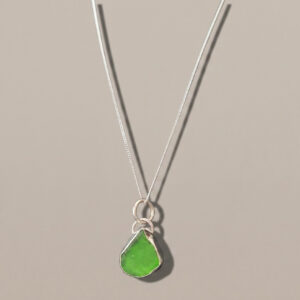 BRIGHT GREEN SEA GLASS IN SILVER