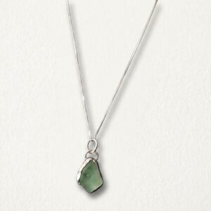 GREEN BLUE SEAGLASS SILVER NECKLACE IN STERLING SILVER