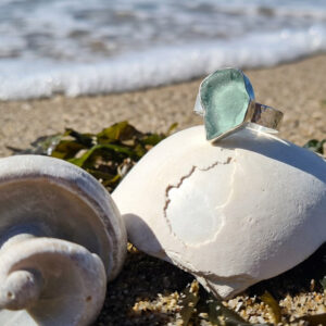 LARGE CORNISH BLUE SEAGLASS RING