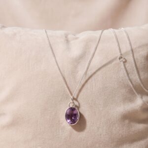 5ct Faceted Amethyst Pendant in Sterling Silver